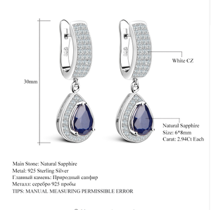 Pendientes <span class=keywords><strong>de</strong></span> gota <span class=keywords><strong>de</strong></span> GEMA <span class=keywords><strong>de</strong></span> zafiro Natural para niñas, joyería fina <span class=keywords><strong>de</strong></span> Plata <span class=keywords><strong>de</strong></span> Ley 925, C472 - Product Image 6