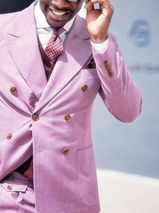 Op Maat Gemaakte Roze Heren Double-Breasted Bruidegom Mode Trouwjurk Banketjurk Heren Pak 2 Stuks Jas + Broek - Product Image 6