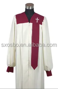 Alta calidad rojo bordado blanco Iglesia clero coro trajes para adultos