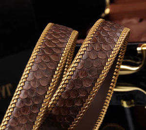 3.8cm de largeur véritable peau de serpent, matériau de peau de viper sans boucle ceintures en cuir sangles - Product Image 4