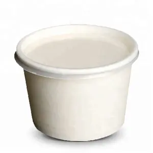 Обычные белые картонные бумажные стаканчики для мороженого с крышкой