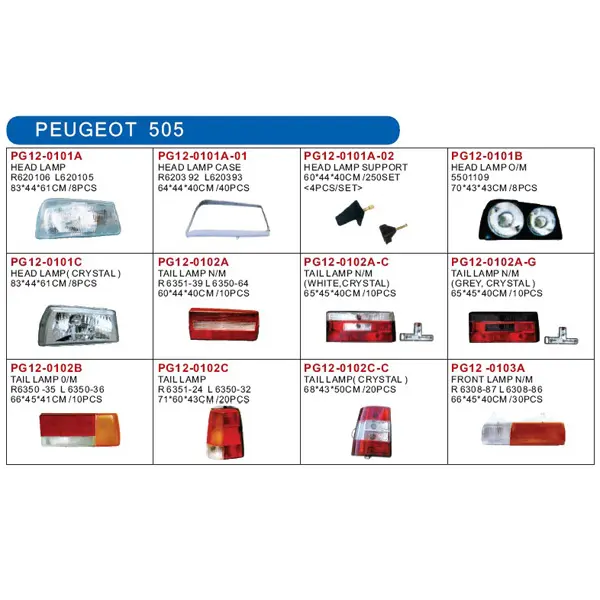 Автомобильная фара и детали корпуса для PEUGEOT 505