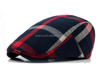 Diseño personalizado su propio logotipo Duckbill Plaid Driver Hat Cap Plaid Newsboy Ivy Cap para hombres