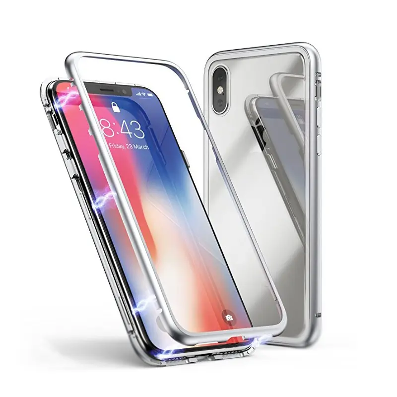 Nouveau Design 2019 Cadre en Aluminium Pare-chocs En Métal Magnétique En Verre Trempé 9H pour iPhone Samsung Xiaomi Huawei