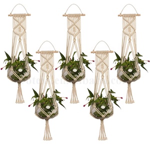 PH0082 <span class=keywords><strong>Portavasi</strong></span> da Giardino in Corda di Cotone Fatti a Mano, Supporti per Piante Sospesi in Macramè - Product Image 1