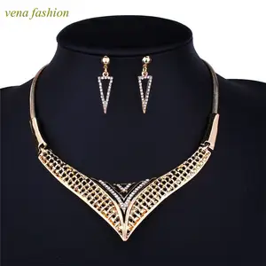 Gold billige Halskette Ohrring indischen Schmuck Set Halskette