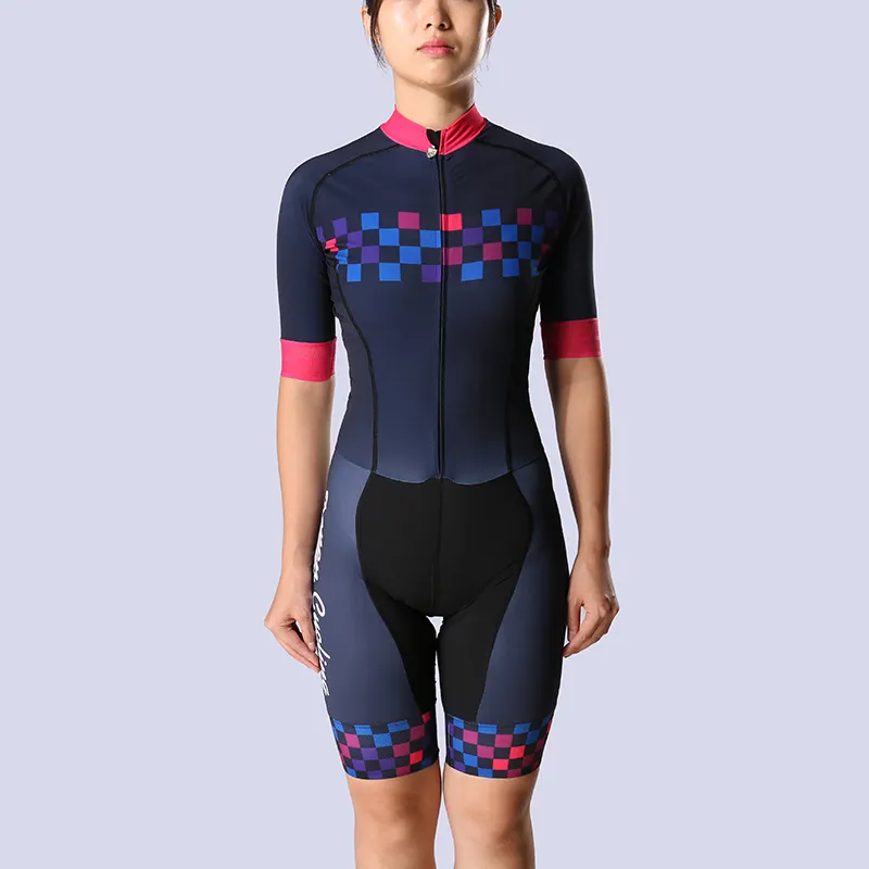 2017 DONEN new and tight short sleeve OEM cycling jumpsuit for women