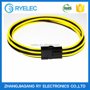 Molex5557 8-pin stecker auf 2 * 4pin Molex5557 buchse Gelb und schwarz braid kabelbaum - Product Image 1