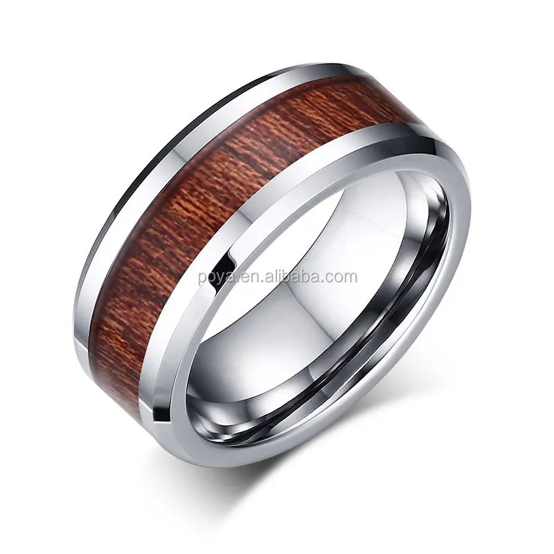 टंगस्टन कार्बाइड अँगूठी पुरुषों की शादी की अंगूठी रेट्रो लकड़ी अनाज डिजाइन फैशन पार्टी उपहार