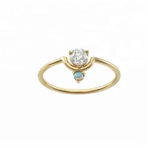 Dainty zircon wholesale rings jewelry women 925 sterling silver small fire opal and diamond engagement ring
