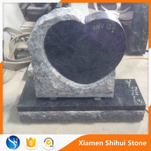 SH камень черное сердце гранитное надгробие с резной розой - Product Image 5