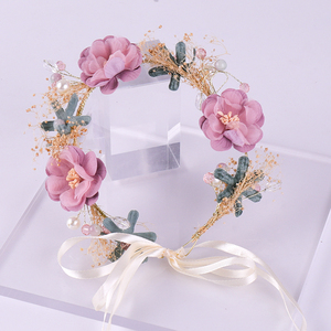 Diadema de tela púrpura para <span class=keywords><strong>niña</strong></span>, diadema Floral hecha <span class=keywords><strong>a</strong></span> <span class=keywords><strong>mano</strong></span> para fiesta de navidad - Product Image 3