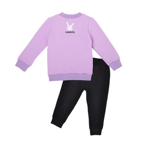 Set di <span class=keywords><strong>Abbigliamento</strong></span> <span class=keywords><strong>Invernale</strong></span> per Bambine di 3 Anni con Stampa di Coniglio Viola e Ricami, Maniche Lunghe in Cotone - Product Image 2