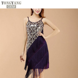 Robe de soirée sexy TONGYANG pour femmes, avec paillettes et franges, idéale pour les soirées, les danses latines, le tango, la salle de bal, la salsa, <span class=keywords><strong>grande</strong></span> taille - Product Image 4