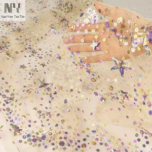 Nanyee Dệt Bán Buôn Ánh Sáng Cầu Vồng Micro Starburst Sequin Vải - Product Image 1