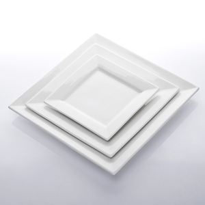 Restaurant Tableware Durable White Porcelain Square Plates Hotel Square Pasta Dish