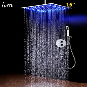 16 pulgadas de acero inoxidable cuadrado termostático ducha de lluvia cabeza oculta válvula de latón LED Sistema de la ducha - Product Image 2