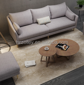 Juego de sofás de sala de estar de Tela Gris oscuro Diseño simple 1 asiento + 3 asientos + sofá seccional con taburete - Product Image 2