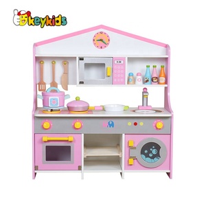 Nouvelles cuisines <span class=keywords><strong>en</strong></span> <span class=keywords><strong>bois</strong></span> factices roses à la mode pour enfants W10C379 - Product Image 1