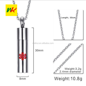 Stainless Steel <strong>Medical</strong> <strong>Alert</strong> Pill Keepsake Cylinder Pendant Necklace Memorial <strong>Jewelry</strong> - Product Image 2