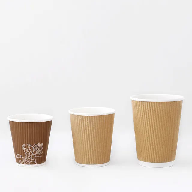 12oz Black ripple paper cup_black ripple paper cup with lid_triple ripple wall coffee bulk paper cup