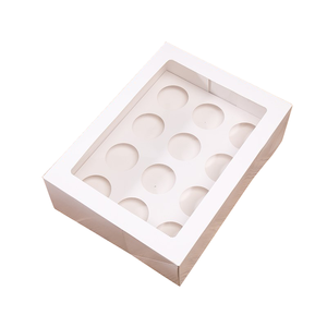 Tùy chỉnh rõ ràng Bìa <span class=keywords><strong>cupcake</strong></span> Hộp 12 6 túi Logo bánh muffin <span class=keywords><strong>cupcake</strong></span> hiển thị lỗ thư mục cajas Giấy Bánh hộp OEM - Product Image 3