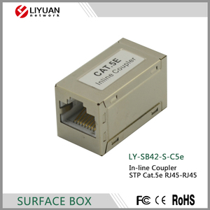 LIYUAN In-line acoplador <span class=keywords><strong>RJ45</strong></span> caixa de conector trapezóide fêmea para fêmea CAT5e acoplador Tipo blindado <span class=keywords><strong>180</strong></span> graus