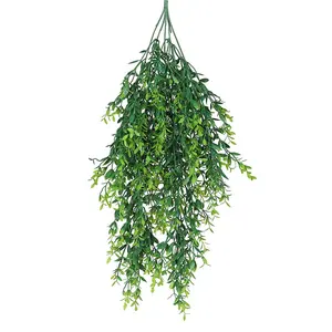 XQ-4901 Best price 5 branches 65cm oval foliage plastic leaves hanging bush vine for wall decoration