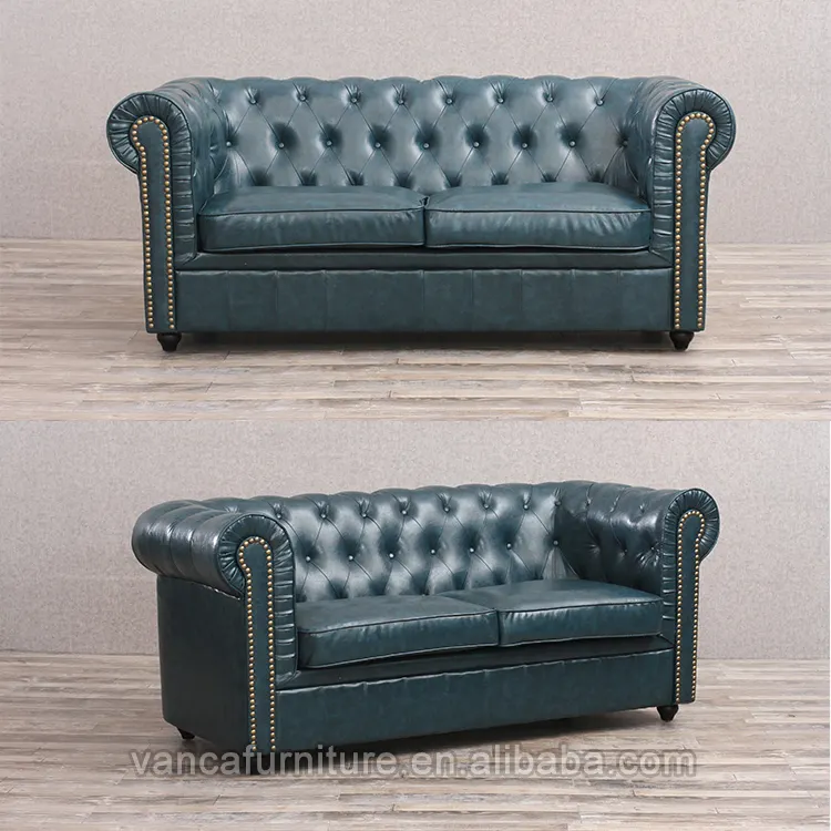 Klasik antika Chesterfield deri kanepe oturma odası kanepe 1 + 2 + 3 koltuk