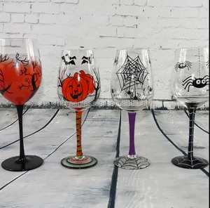 हैलोवीन थीम थोक गर्म डिजाइन रंगीन डिजाइन मुद्रित कांच Goblets कप