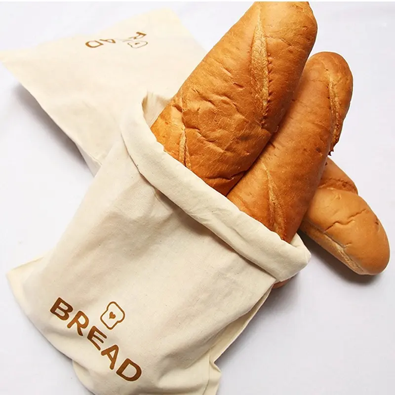 Personalizado Eco reutilizáveis tecido de algodão sacos de pão baguette