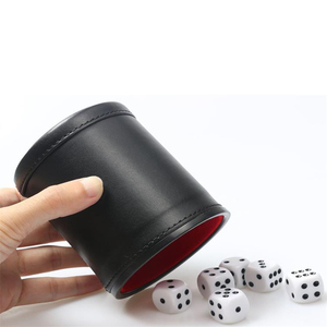 Dados de cuero PU con forro de fieltro, juego de tazas apilables con 6 dados de puntos - Product Image 2