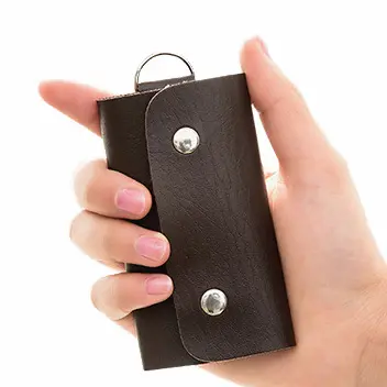 Custom Multi-function Car Key Case Bag Cartoon Fashion Real Leather Key Organizer Waist Hanging Cover Vertical Key Wallet