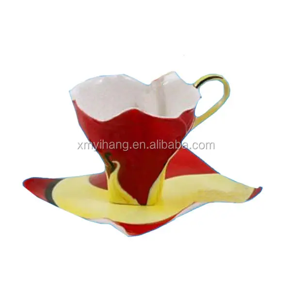 Художественный красный китайский фарфоровый кофейный набор