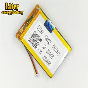 Spina 1.25-3 P 3.7 V 804070 2800 mah Ultra Sottile batteria Lipo, film sottile Batteria Al Litio Batteria Ricaricabile Li-Ion - Product Image 2