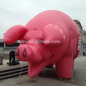 대형 풍선 핑크 돼지 광고 돼지 만화