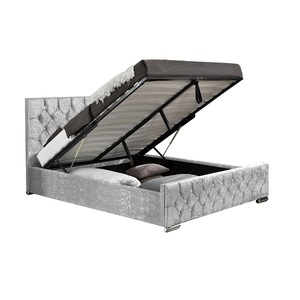 Giường ngủ có ngăn chứa đồ, bọc vải, kiểu Ottoman, cỡ King/Queen, mặt đệm bằng pha lê kim cương - Product Image 5