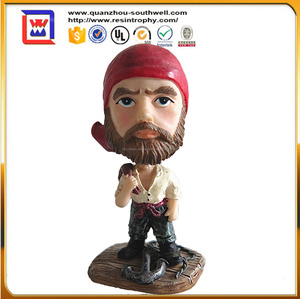 polyresin Corsair bobble head figurine e scuotendo la testa in resina mestieri e resina statue pirata testa bobble - Product Image 1