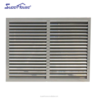 Superhouse Jendela Louvered Kaca Ganda Keamanan Interior Kamar Mandi Rana Aluminium Jendela Rana dengan Tirai