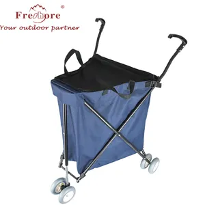 Portable Heavy-Duty Folding Shopping Cart with Front Swivel Wheel for supermarket