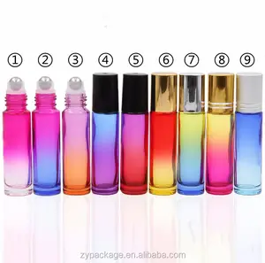 Empty 10 ml gradient color roll on bottle 10 ml Ombre Roller Ball Bottles for Perfume essential oils