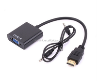 Convertidor de Cable HDMI a VGA HD 1080P con Salida de Audio, Adaptador Convertidor HDMI Macho a VGA Hembra 1080P para Tablet, Laptop, PC, TV