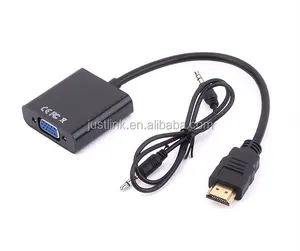 Konverter Kabel HDMI Ke VGA HD 1080P dengan Output Audio 1080P HDMI Pria Ke VGA Wanita Adaptor Konverter untuk Tablet Laptop PC TV