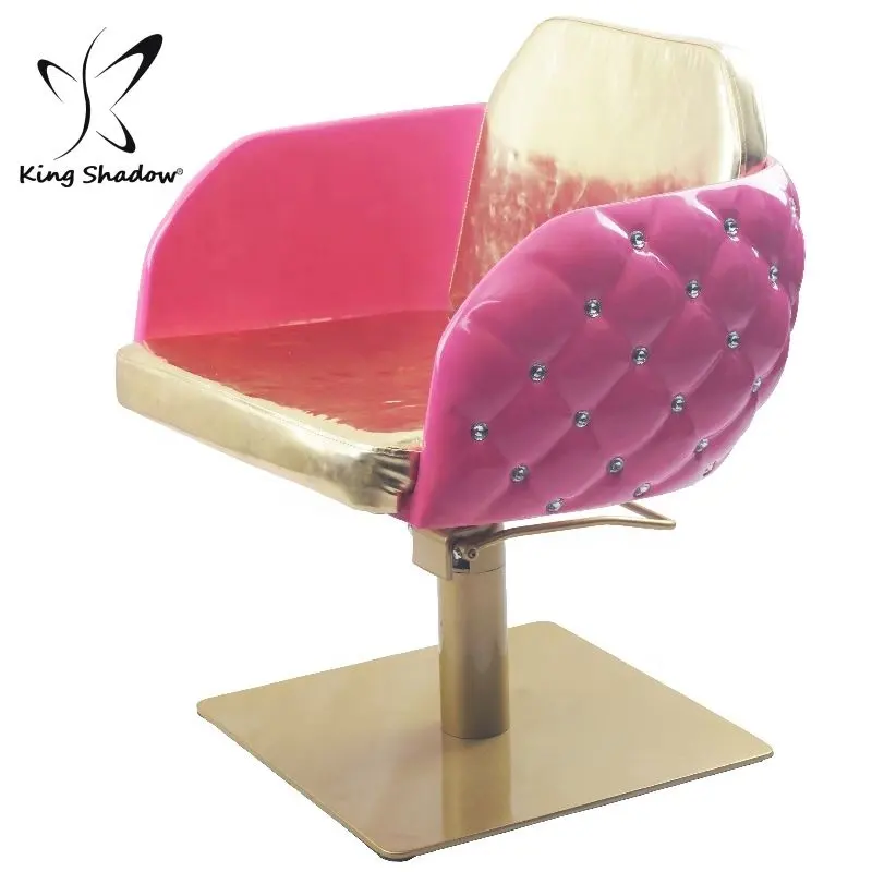Muebles de salón de belleza, silla de peluquero de fibra de vidrio Rosa barata para cortar el pelo, novedad de 2022