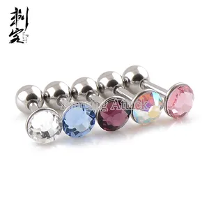 Stainless Steel Vintage Gem Tragus Earrings Flashing Body Jewelry