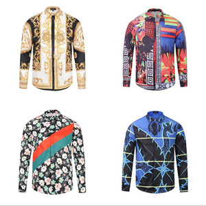 Hommes De Luxe Intelligente Chemises Hawaii Personnalisé Mince de Style Baroque Style Ours Nouvelle Mode Homme Imprimé Floral Chemise Pour vente - Product Image 3
