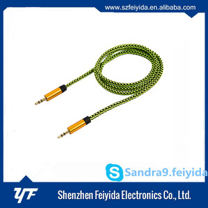 Nueva llegada DEL OEM calidad <span class=keywords><strong>3</strong></span>.5mm aux audio cable con trenzado de tela - Product Image 1