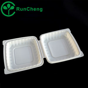 9 inch Trắng 1 ngăn dùng một lần ăn trưa hộp lò vi sóng Lò Stackable bản lề vỏ sò ăn trưa hộp Takeaway hộp 150 cái/carton - Product Image 5