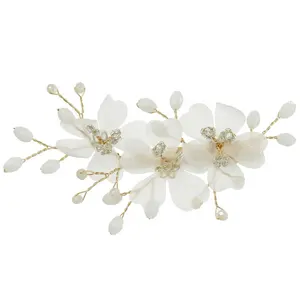 Duyên Dáng Thiết Kế Mới Lụa Voan Hoa Phụ Kiện Đảng Dress Tùy Chỉnh Bobby Pin Wedding Headpiece Bridal Tóc Clip