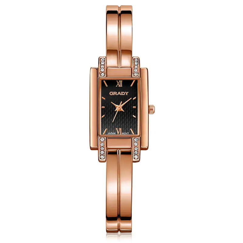 Grady Vrouwen Analoge Quartz Horloge Rose Goud Set Diamanten Armband Voor Vrouwen Waterdichte Horloge